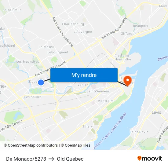 De Monaco/5273 to Old Quebec map