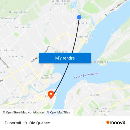 Duportail to Old Quebec map