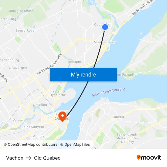 Vachon to Old Quebec map