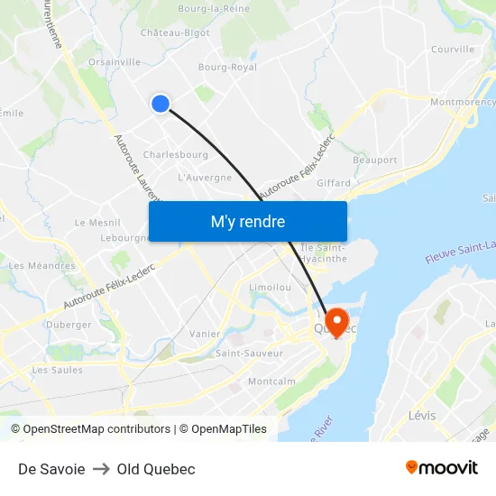 De Savoie to Old Quebec map
