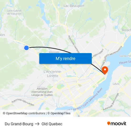 Du Grand-Bourg to Old Quebec map