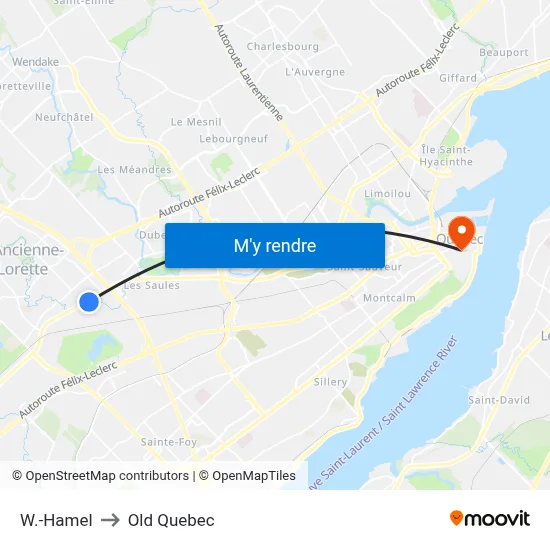 W.-Hamel to Old Quebec map