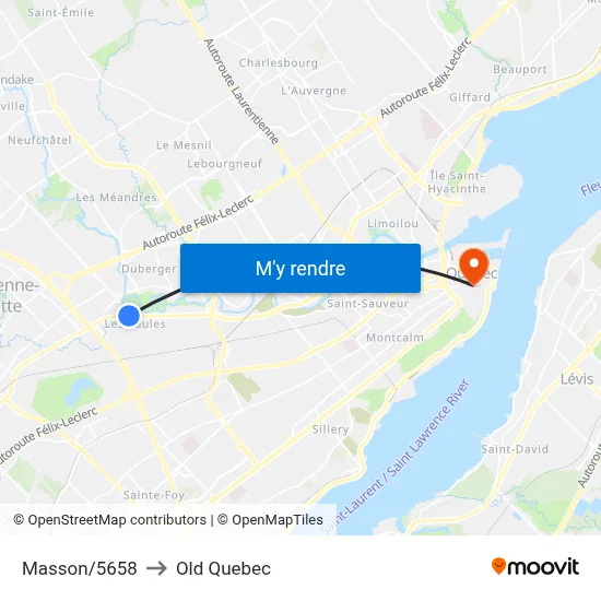 Masson/5658 to Old Quebec map