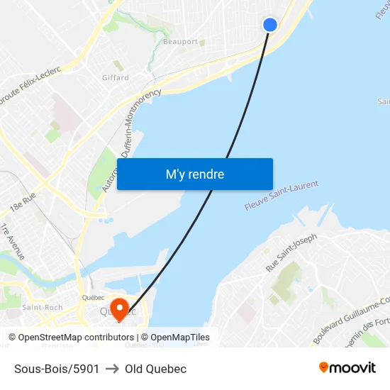 Sous-Bois/5901 to Old Quebec map