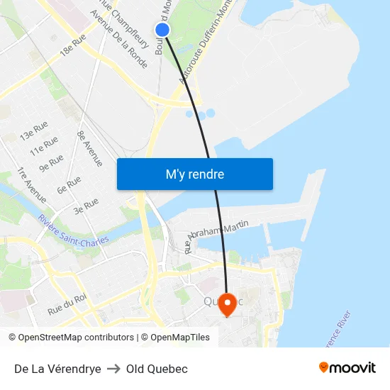 De La Vérendrye to Old Quebec map