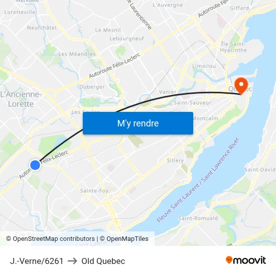 J.-Verne/6261 to Old Quebec map