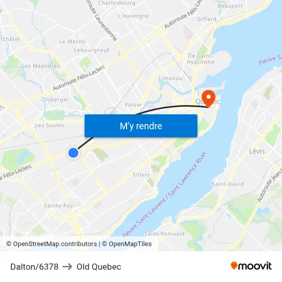Dalton/6378 to Old Quebec map