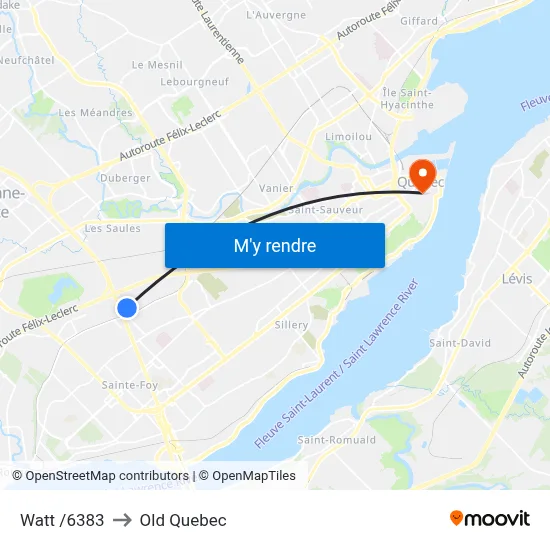 Watt /6383 to Old Quebec map