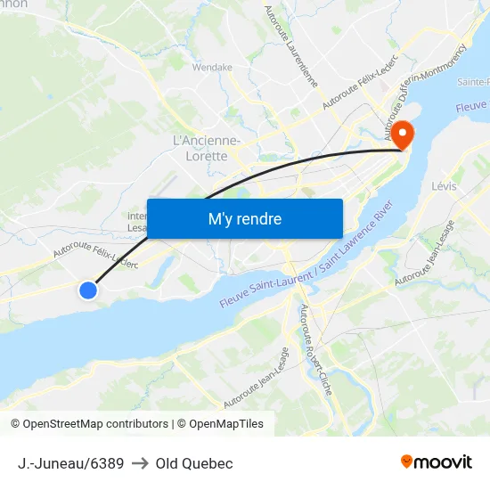J.-Juneau/6389 to Old Quebec map