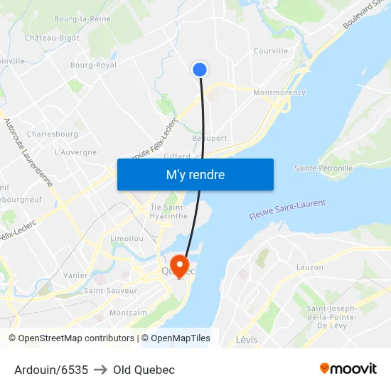 Ardouin/6535 to Old Quebec map