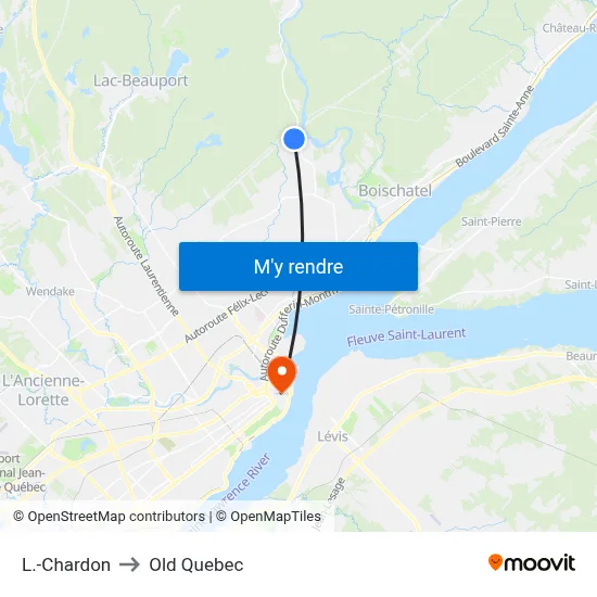 L.-Chardon to Old Quebec map