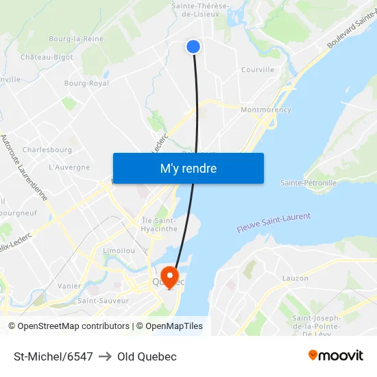 St-Michel/6547 to Old Quebec map