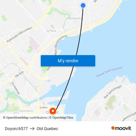 Doyon/6577 to Old Quebec map