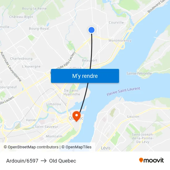 Ardouin/6597 to Old Quebec map