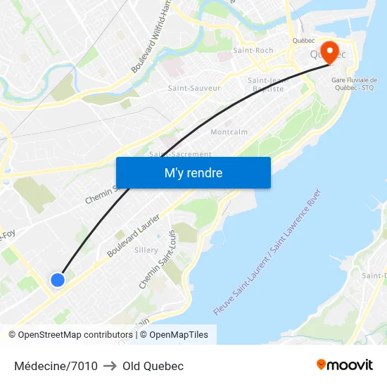 Médecine/7010 to Old Quebec map