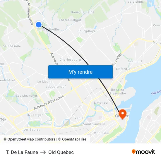 T. De La Faune to Old Quebec map