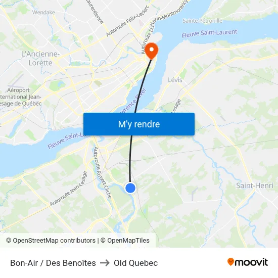 Bon-Air / Des Benoîtes to Old Quebec map