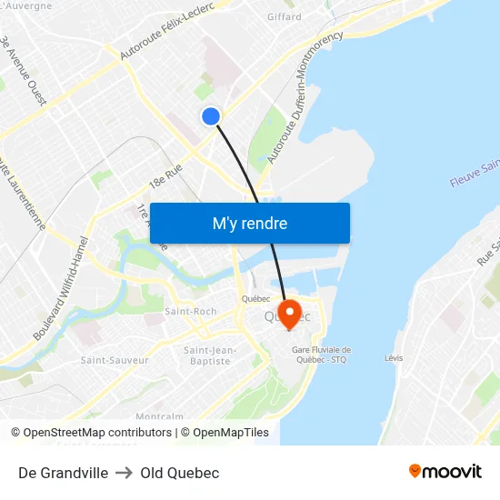 De Grandville to Old Quebec map