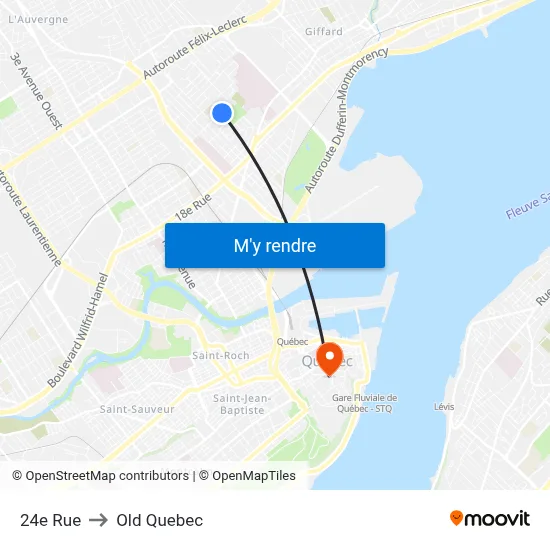 24e Rue to Old Quebec map