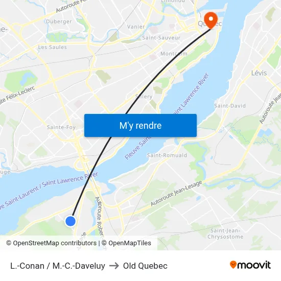 L.-Conan / M.-C.-Daveluy to Old Quebec map