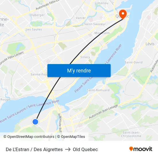 De L'Estran / Des Aigrettes to Old Quebec map