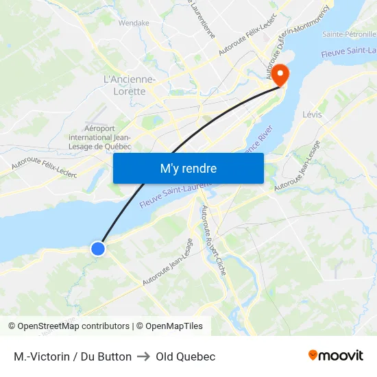 M.-Victorin / Du Button to Old Quebec map