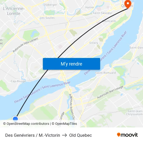Des Genévriers / M.-Victorin to Old Quebec map