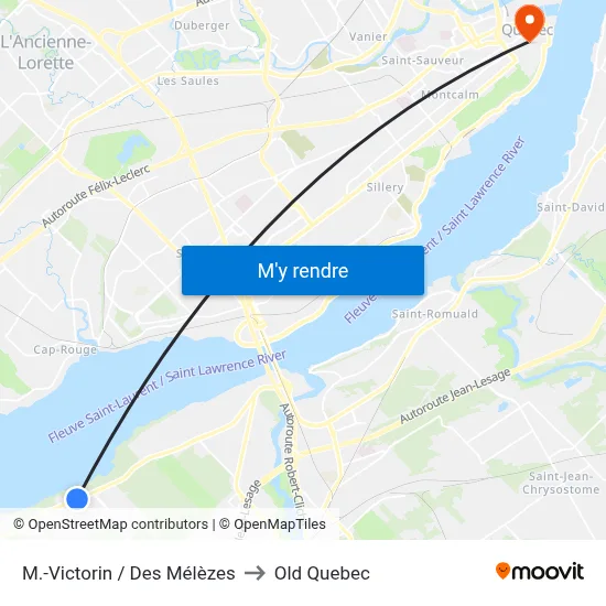 M.-Victorin / Des Mélèzes to Old Quebec map