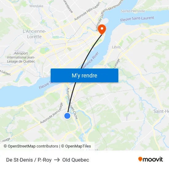 De St-Denis / P.-Roy to Old Quebec map