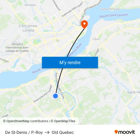 De St-Denis / P.-Roy to Old Quebec map
