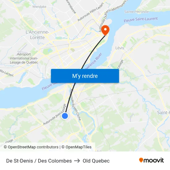 De St-Denis / Des Colombes to Old Quebec map