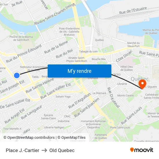 Place J.-Cartier to Old Quebec map