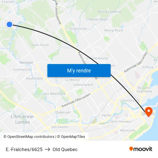 E.-Fraîches/6625 to Old Quebec map
