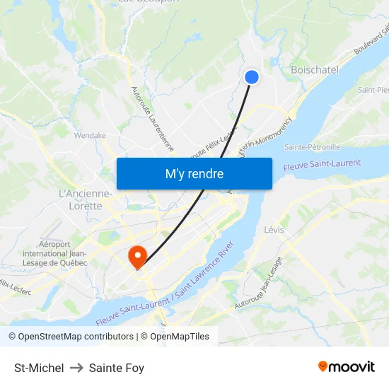 St-Michel to Sainte Foy map