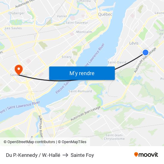 Du P.-Kennedy / W.-Hallé to Sainte Foy map