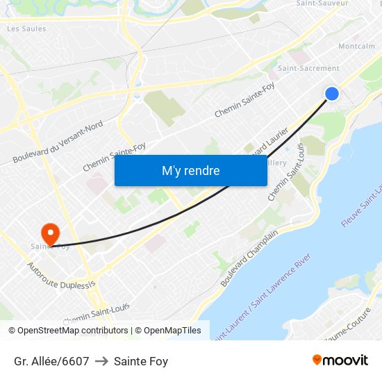 Gr. Allée/6607 to Sainte Foy map