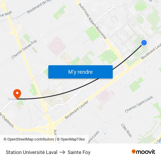 Station Université Laval to Sainte Foy map