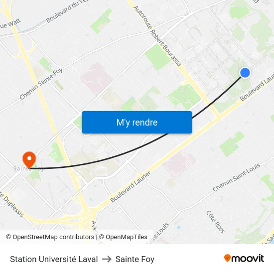 Station Université Laval to Sainte Foy map