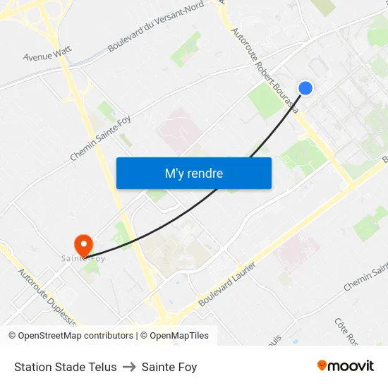 Station Stade Telus to Sainte Foy map