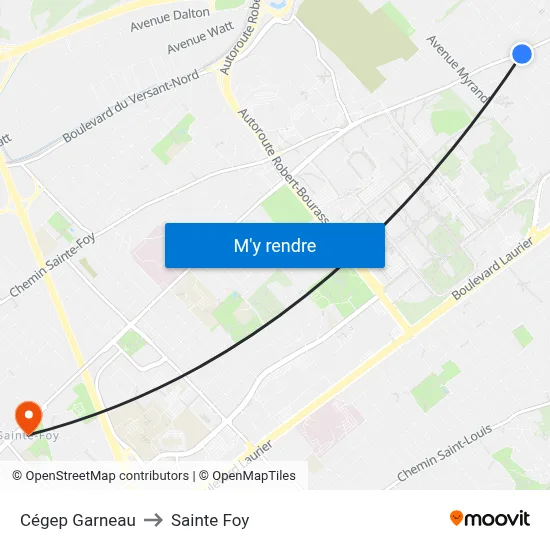 Cégep Garneau to Sainte Foy map