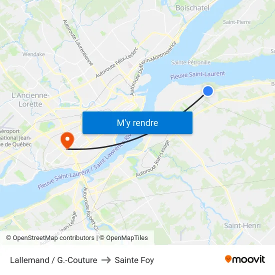 Lallemand / G.-Couture to Sainte Foy map