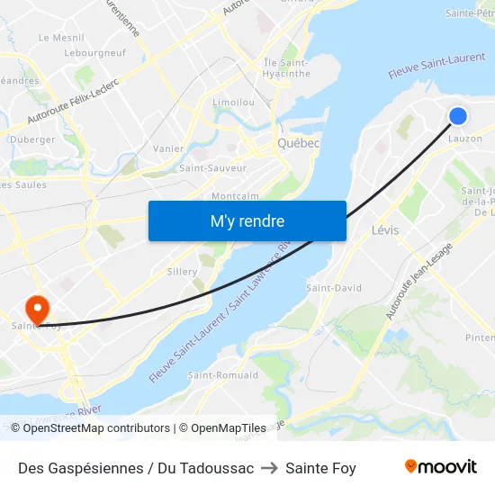 Des Gaspésiennes / Du Tadoussac to Sainte Foy map