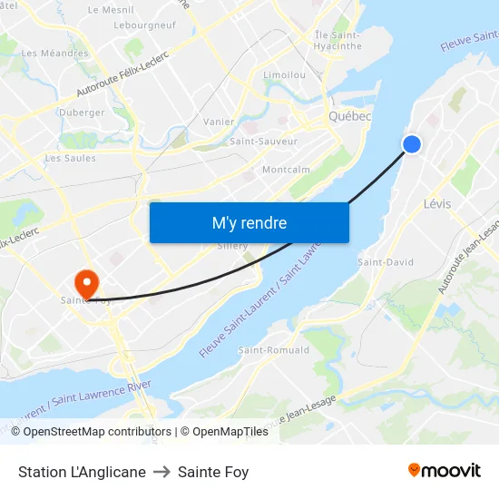 Station L'Anglicane to Sainte Foy map