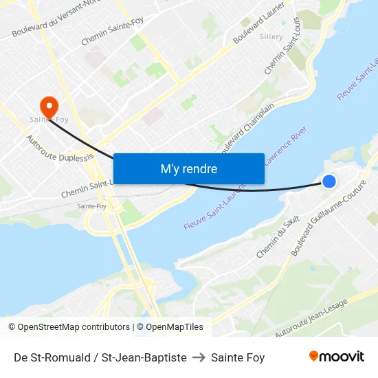 De St-Romuald / St-Jean-Baptiste to Sainte Foy map