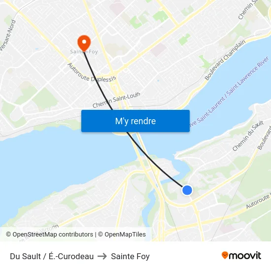 Du Sault / É.-Curodeau to Sainte Foy map