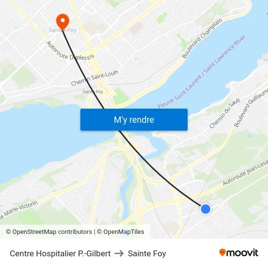 Centre Hospitalier P.-Gilbert to Sainte Foy map