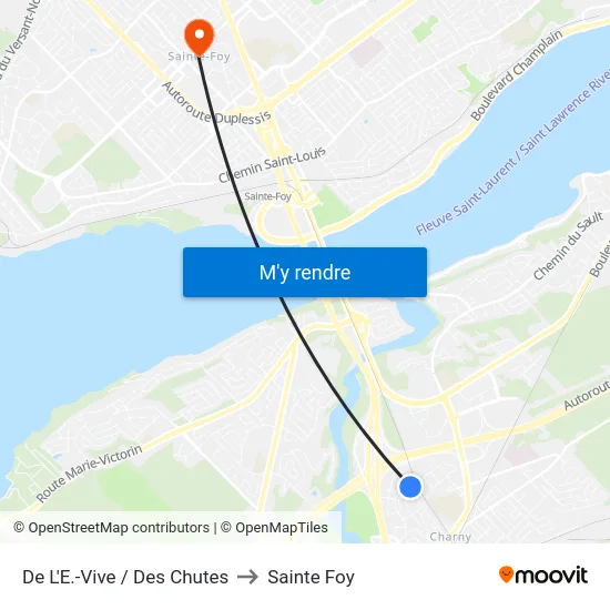 De L'E.-Vive / Des Chutes to Sainte Foy map