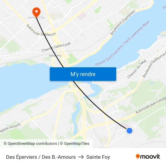 Des Éperviers / Des B.-Amours to Sainte Foy map