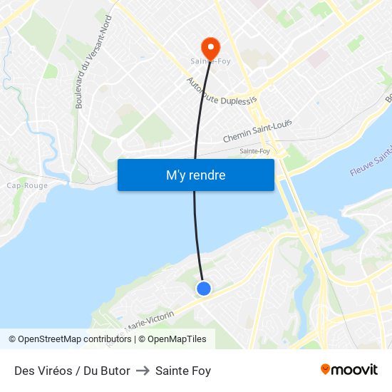 Des Viréos / Du Butor to Sainte Foy map