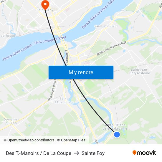 Des T.-Manoirs / De La Coupe to Sainte Foy map